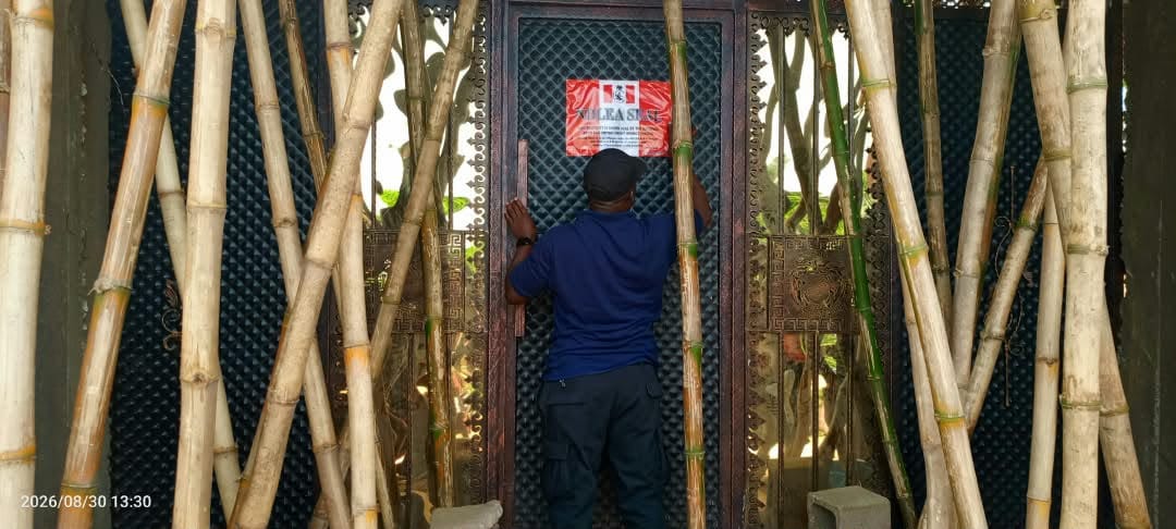 NDLEA operatives seal a property searched in connection with a suspected industrial-scale methamphetamine laboratory at Isiata Ugoni Okposi in Ebonyi State, August 30, 2026. | NDLEA