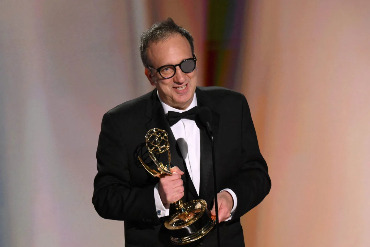 Scottish director Saul Metzstein accepts the Outstanding Directing for a Drama Series award for the Slow Horses episode “Scars” during the 78th Primetime Emmy Awards at Peacock Theater in Los Angeles on September 14, 2026. |