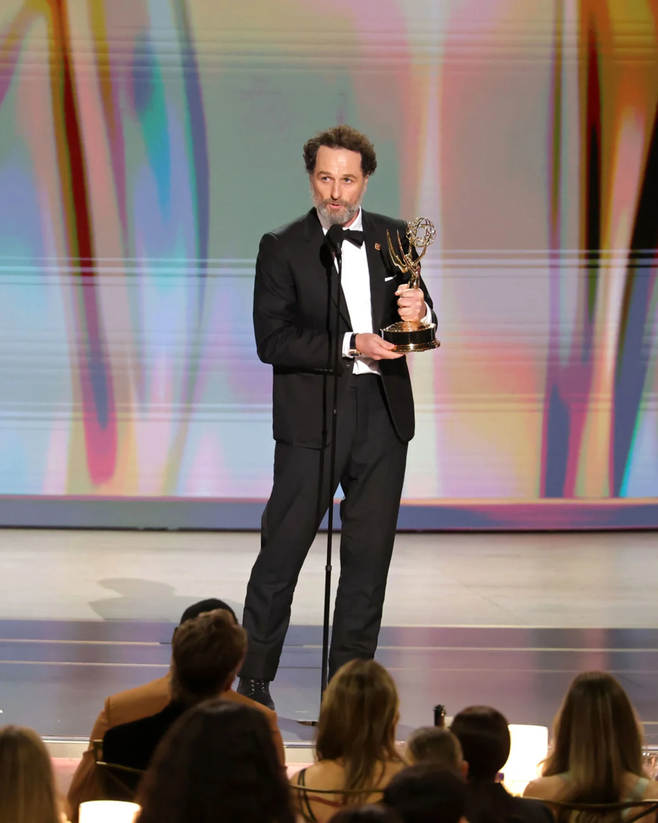 Matthew Rhys accepts the Outstanding Lead Actor in a Limited or Anthology Series or Movie award for The Beast in Me during the 78th Primetime Emmy Awards at Peacock Theater in Los Angeles on September 14, 2026.