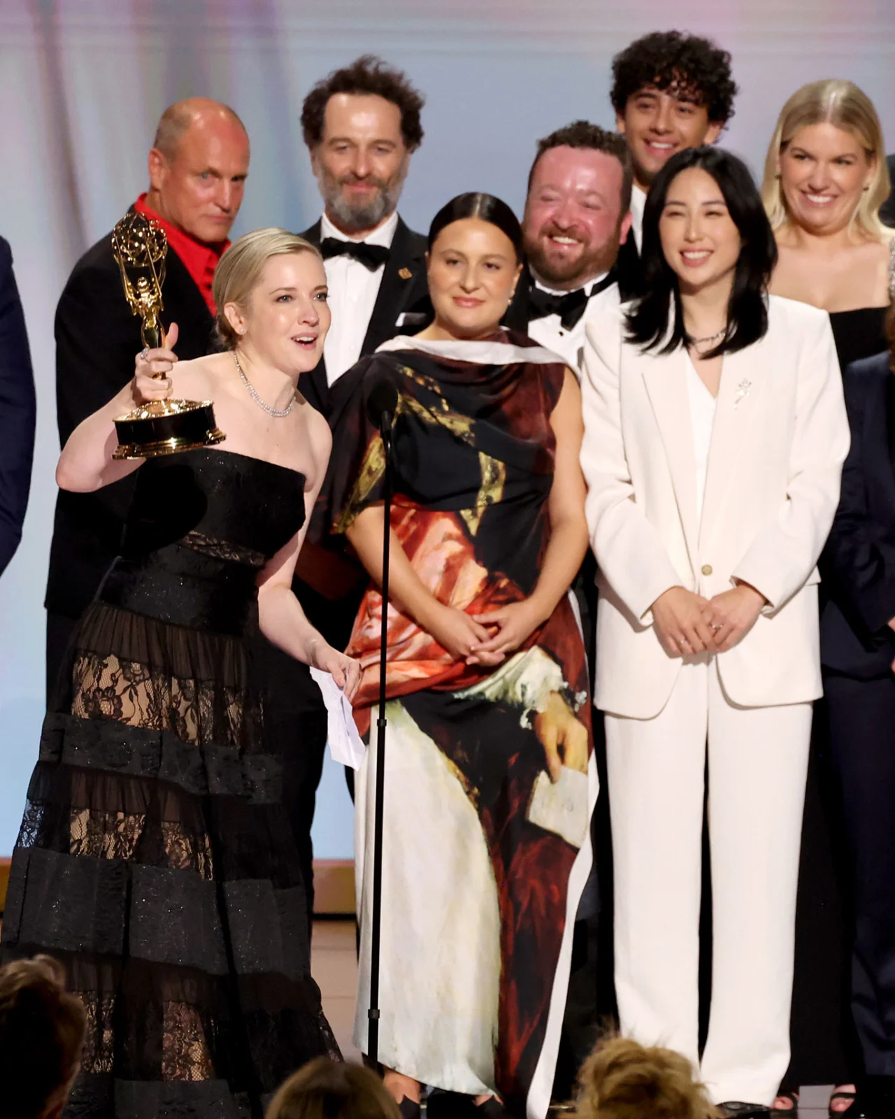 The cast and crew of Widow’s Bay accept the Outstanding Comedy Series award onstage during the 78th Primetime Emmy Awards at Peacock Theater in Los Angeles on September 14, 2026. |