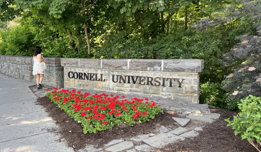 Cornell University Sign at southern entrance to Cornell University's West Campus taken on May 25, 2024. |
