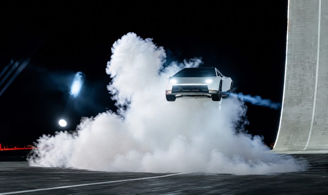 Tesla’s redesigned Roadster takes flight during its unveiling in Waco, Texas, United States, on Thursday, October 15, 2026, in a still image from a handout video.