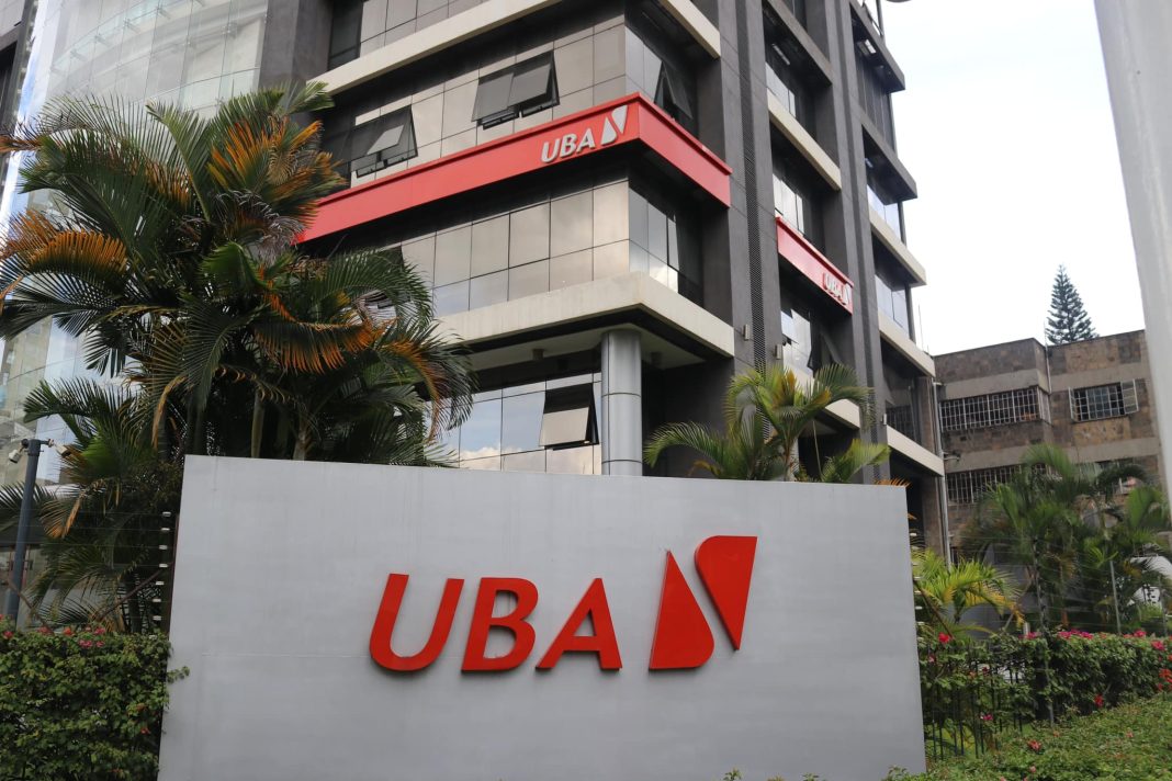 File: UBA signage in front of the UBA Headquarters in Nairi, Kenya