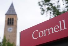 Cornell Bans Fraternity Parties For Rest of School Year as Gang-Rape Investigation Widens A sign is displayed Thursday, October 8, 2026 at Cornell University in Ithaca, New York.